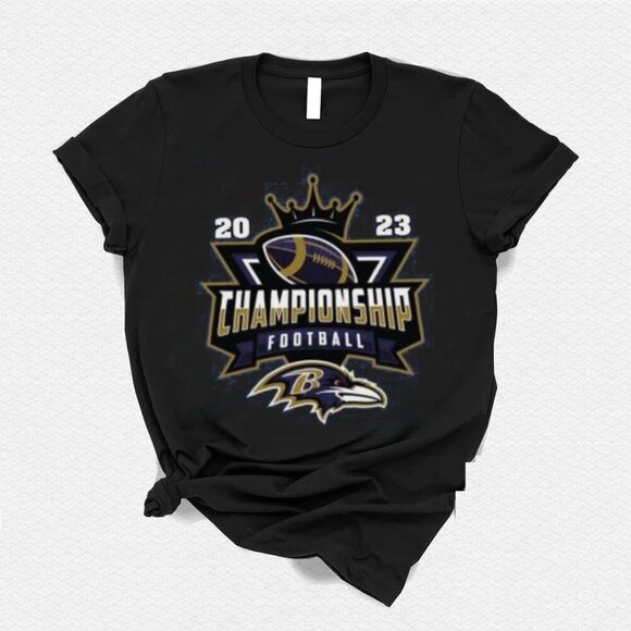 Olin D Tops - Baltimore Ravens 2023 Championship Football NFL Logo Graphic T-Shirt Fan Collect